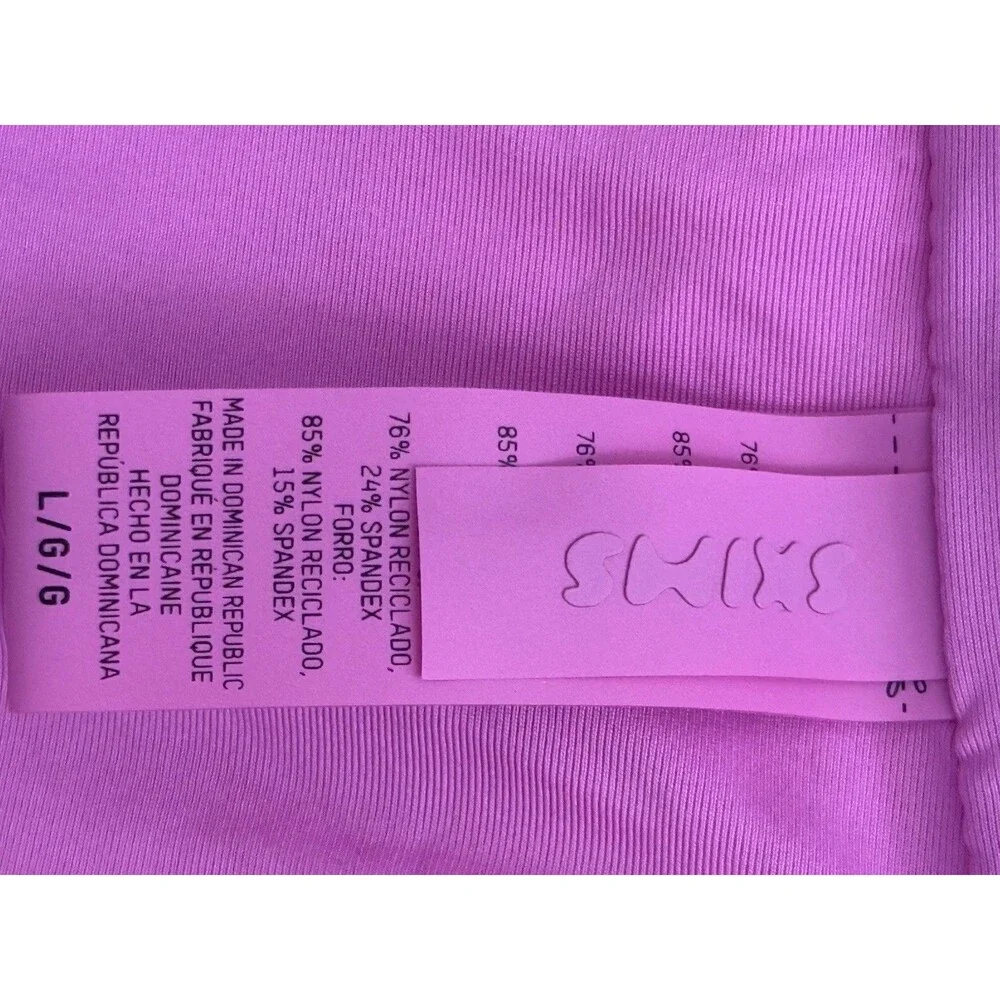SKIMS Recycled Swim Bandeau Bikini Top Womens L Pink Taffy Removable Strap